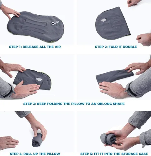 Miniatura 7 de Almohadas inflables ultraligeras para campamento: compresibles, compactas, inflables, cómodas, ergonómicas para soporte de cuello y lumbar mientras