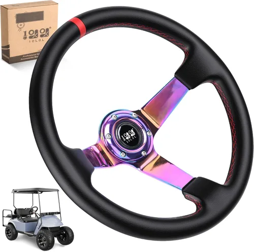 Miniatura 10 de 10L0L Volante de carrito de golf, diseño universal para Yamaha, EZGO RXV y TXT, Club Car DS, Club Car Precedent Tempo, la mayoría de los carritos