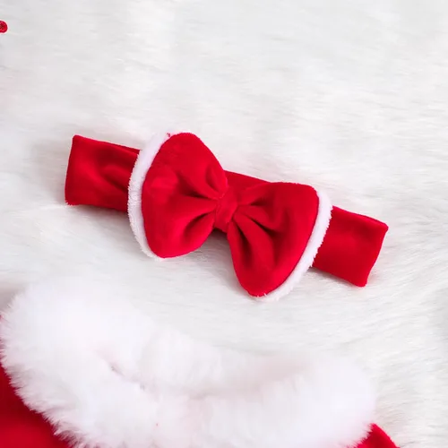 Miniatura 9 de Vestido de Navidad para niña pequeña, ropa de manga larga, color rojo, Papá Noel, princesa, fiesta, cosplay, vestidos para la cabeza