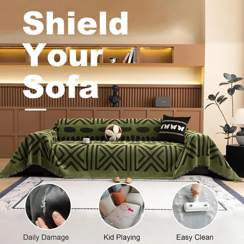 Miniatura 20 de VClife Fundas de sofá bohemio de felpilla para sofá seccional, fundas de sofá suaves y antideslizantes para sofá de 2 cojines, protector de muebles