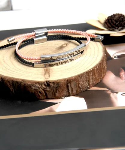 Miniatura 6 de LIU JUN WWJD - Pulseras de tubo para mujer, con texto en inglés "What Would Jesus Do", ajustable, trenzadas a mano, de acero inoxidable para mi