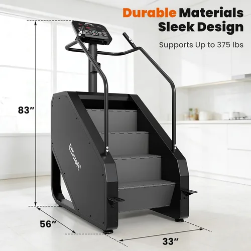 Miniatura 7 de EFFICRAFT Stairmaster Machine with LED Screen, Commercial Grade Stair Climber, Continuous Climbing Exercise Machine for Cardio, 15 Speed Levels