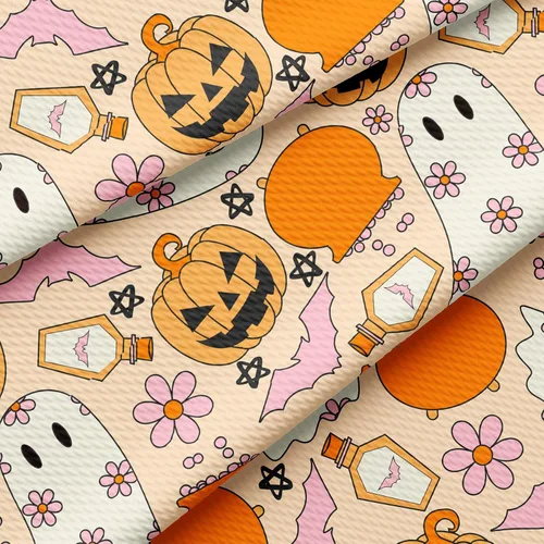 Miniatura 26 de The Yard - Tela texturizada con diseño de bala de calabaza de otoño para Halloween, Liverpool, elástica floral, 1 yarda, tela de punto grueso