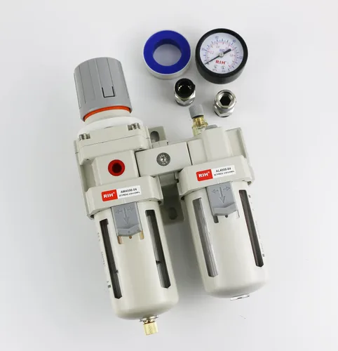 Miniatura 7 de RIH Pneumatics - Regulador de filtro de aire comprimido NPT de 1/2 pulgada, lubricador combinado separador de trampa de agua/aceite, calibre