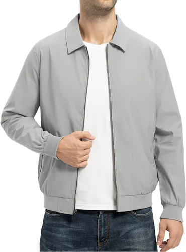Miniatura 12 de TBMPOY Chaquetas ligeras para hombre, estilo casual, rompevientos, para hombre, chaqueta ligera de pista, cuello de tendido, abrigos de golf de otoño