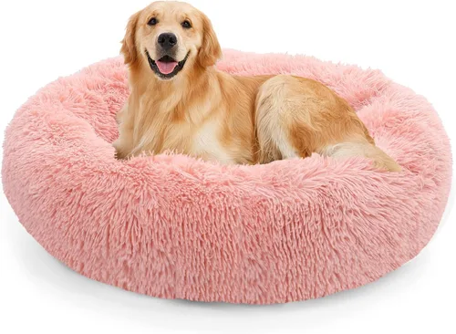 Miniatura 24 de NOYAL Cama Calmante en Forma de Rosquilla para Perros Pequeños a Medianos y Gatos - Cama para Mascotas de Felpa de Piel Sintética Anti-Ansiedad