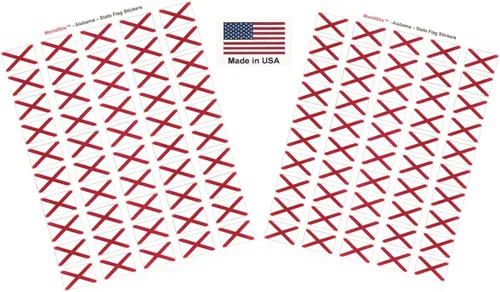 Miniatura 133 de 100 calcomanías de la bandera de Alaska; 1.5" x 1" hechas en Estados Unidos, calcomanías autoadhesivas de la bandera del estado para álbumes