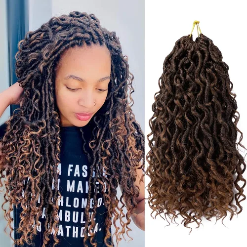 Miniatura 45 de Goddess Locs - Cabello de ganchillo de 10 pulgadas, 7 paquetes de cabello de ganchillo bohemio sintético para mujeres negras, rastas de ganchillo #1B