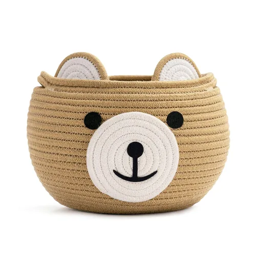 Miniatura 11 de CherryNow Woven Rope Basket, Bear Baskets for Gifts Empty, Large Storage Basket for Living Room Nursery, Decorative Animal Baskets with Handles
