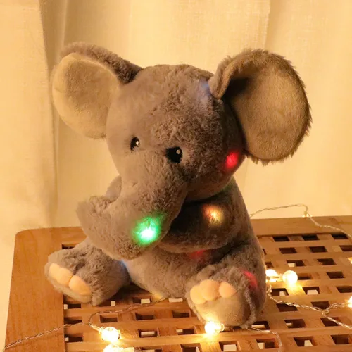 Miniatura 7 de Hopearl Elefante de peluche con luces LED, flexible, con luces de noche que brillan en la oscuridad, para festival, cumpleaños, niños pequeños
