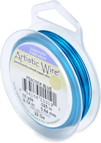 Miniatura 183 de Artistic Wire, alambre para manualidades de calibre 22 bañado en plata, resistente a las manchas, color cobre, blanco, 9,1 m