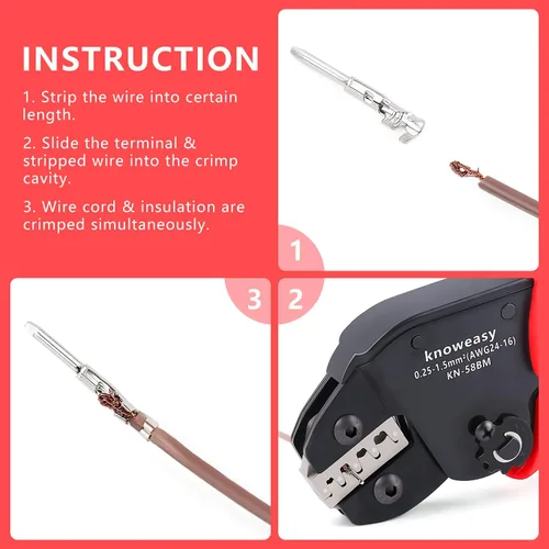 Miniatura 6 de Knoweasy Herramienta de crimpado Jst con 590 conectores JST-XH Kit - Crimpadora de ahorro de trabajo de 24-16 AWG para AMP-TE 2.8/4.0/4.8/6.3
