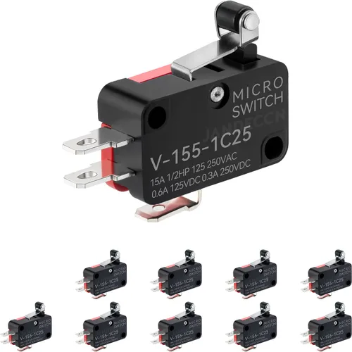 Miniatura 8 de 10 piezas Interruptor de límite de plomo, micro interruptor de acción Snap SPDT 1NO 1NC V-15-1C25