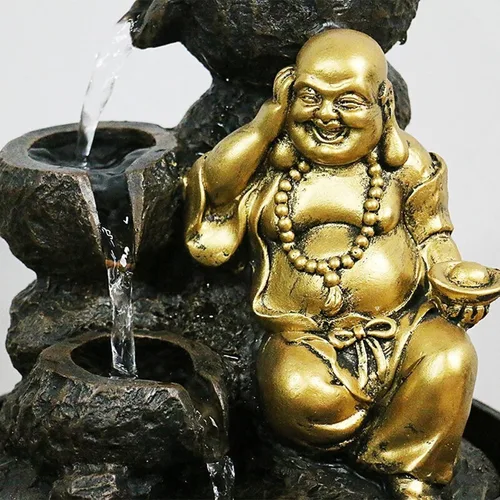 Miniatura 5 de Tabletop Water Fountain Fotai Waterfall Fountain Feng Shui Polo Office Decoration - Round Water Flow Waterfall Suitable for Office Bedroom Decoration