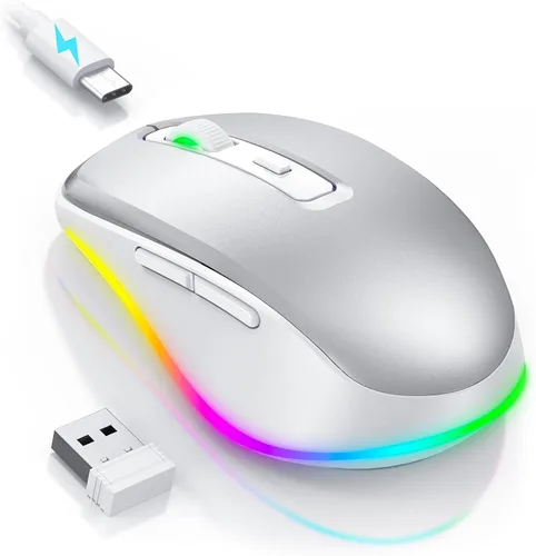 Miniatura 9 de PEIOUS Ratón Inalámbrico Jiggler - Ratones Inalámbricos LED con Mover de Ratón Integrado, Ratón Móvil Recargable para Laptop con Movimiento Azul