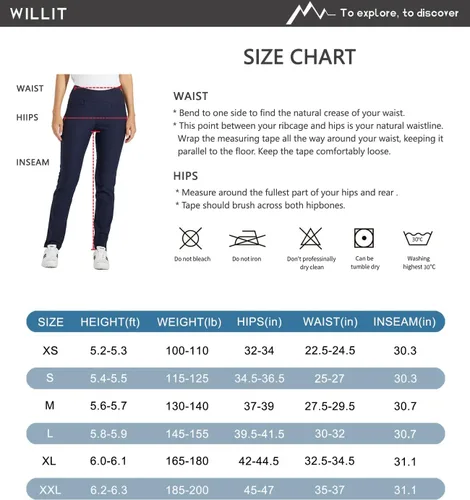 Miniatura 7 de Willit Pantalones de golf para mujer elásticos casuales de meter de secado rápido con control de abdomen