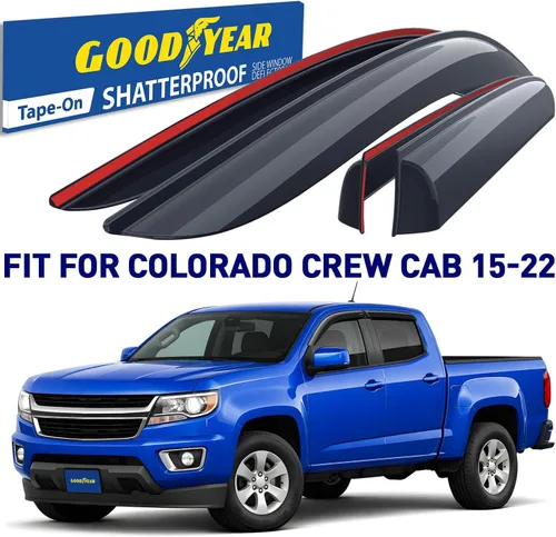 Miniatura 2 de Goodyear Deflectores de ventana inastillables para Chevrolet (Chevy) Colorado/GMC Canyon 2015-2022 CrewCab, protectores de lluvia con cinta, viseras