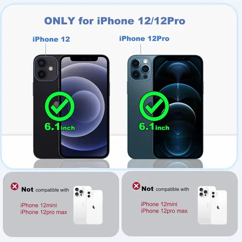 Miniatura 2 de Funda compatible con iPhone 12 y 12 Pro de 6.1 pulgadas con soporte de anillo magnético [protección militar contra caídas] [compatible con MagSafe]