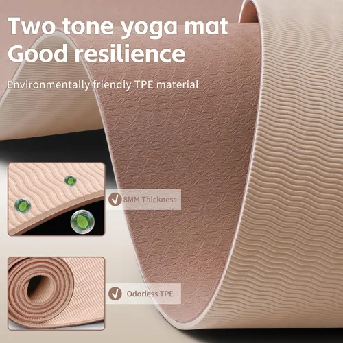 Miniatura 6 de PAIDU Yoga Mat 8mm Super Thick TPE Fitness Mat SGS Certified Non-Slip, Odorless & Tear-Resistant Unisex with Strap for Yoga, Pilates, Marrón