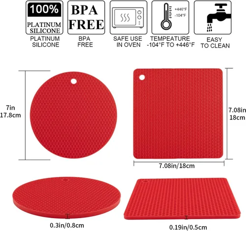 Miniatura 8 de Salvamanteles de silicona para ollas y sartenes calientes, 4 soportes flexibles multiusos para ollas calientes, resistentes al calor para platos