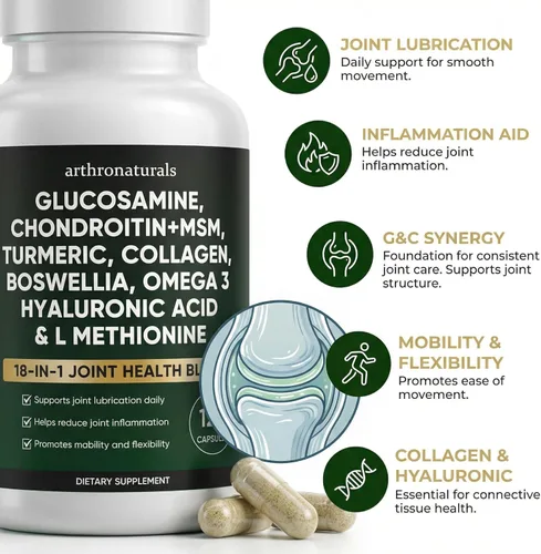 Miniatura 6 de Arthronaturals 18 en 1, Suplemento para articulaciones con glucosamina, condroitina, MSM, ácido hialurónico, omega-3 y más, para proporcionar apoyo