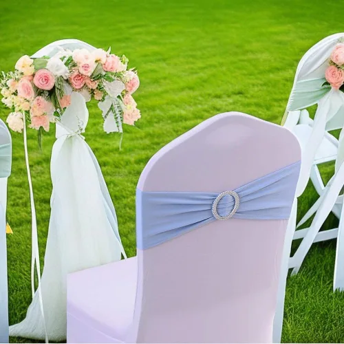 Miniatura 3 de Joe&Lory 10 bandas elásticas de elastano para silla, con hebilla, para decoración de bodas, fiestas, bandas suaves (azul bebé)