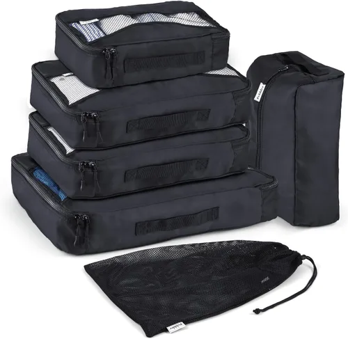 5 cubos de embalaje para viajes en tamaños (XL, grande, mediano, pequeño) | Organizadores para maletas, equipaje de mano, bolsas de lona, mochilas,