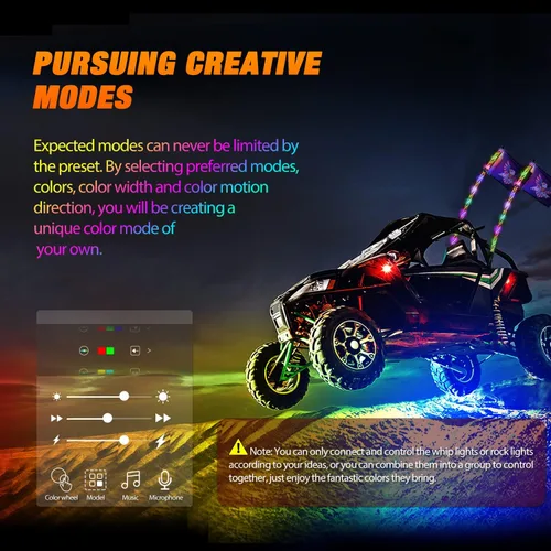 Miniatura 4 de Nilight Juego de 2 luces LED RGB de 3 pies y 4 luces de rock, control remoto y aplicación con patrones de persecución de bricolaje, antena