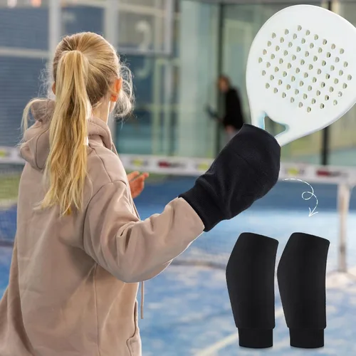 Miniatura 5 de 1 par de guantes de raqueta para pickleball y raquetball en climas fríos, cálidos y ultra transpirables, puños de punto elásticos para mujeres