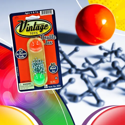 Miniatura 6 de JA-RU Vintage Toys - Juego de jacks metálicos (paquete de 2) con dos pelotas saltarinas. Juegos mini Jax clásicos retro familiares. Recuerdos