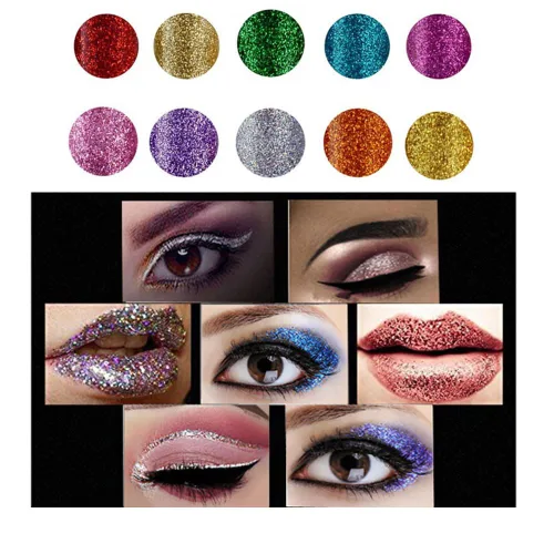 Miniatura 6 de BestLand - Delineador de ojos con purpurina líquida, 10 colores metálicos brillantes con purpurina, sombra de ojos pigmentada, brillo para cejas