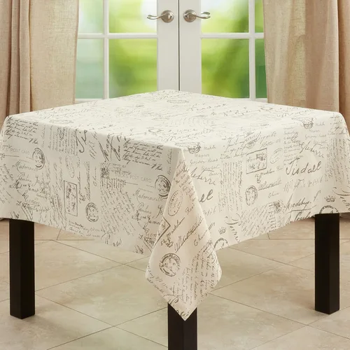 Miniatura 7 de SARO LIFESTYLE Camino de mesa con diseño de escritura vintage, 55 x 55 pulgadas, natural
