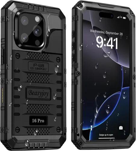 Miniatura 45 de Beasyjoy Funda impermeable para iPhone 12 Pro Max, cubierta protectora de cuerpo completo con protector de pantalla incorporado, resistente a Negro