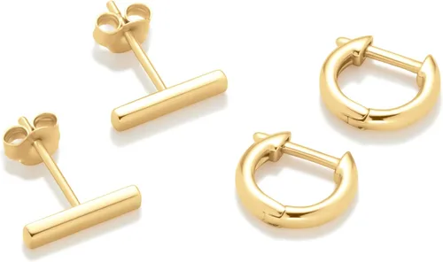 Miniatura 3 de Tienda Essentials - Juego de aretes y aro de oro de 14 quilates o plata de ley
