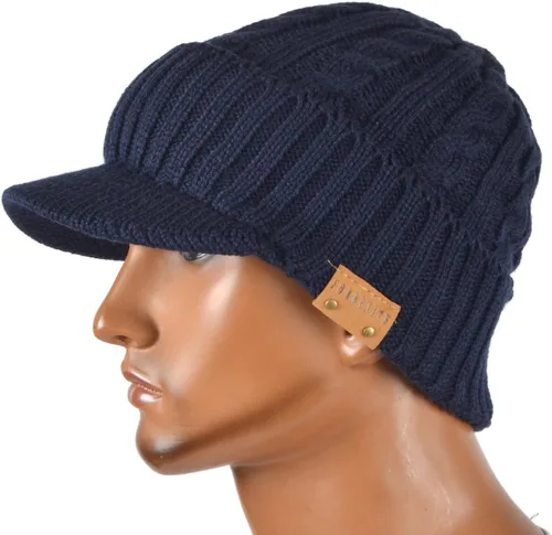 Miniatura 2 de Gorro de punto para hombre con visera Skullcap Cadet Newsboy Cap Ski Winter Hat