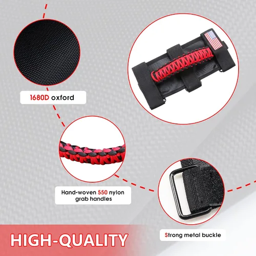 Miniatura 6 de Asas de Agarre de Barra Antivuelco para Jeep Wrangler CJ YJ TJ JK JL Gladiator JT 1955-2025 2.0"-4.0" Jaula Antivuelco Mango de Agarre de Paracord 2