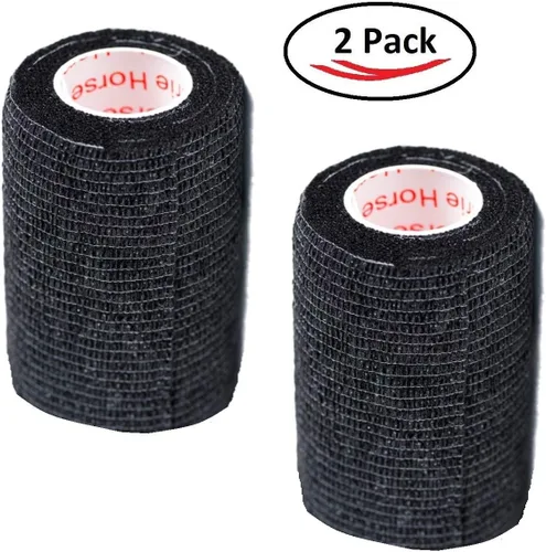 Miniatura 2 de Cinta adhesiva para veterinarios (negro) (paquete de 2) (3 pulgadas x 15 pies), autoadhesiva, adherente, cohesiva, flexible, autoadhesiva, rollo