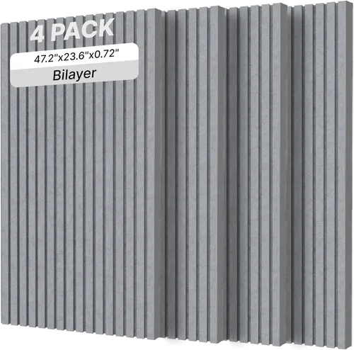 Miniatura 12 de Paquete de 2 paneles de pared acústicos gruesos de doble capa, autoadhesivos, paneles insonorizados grandes de alta densidad de 47 x 23.6 x 0.72