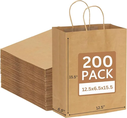 Miniatura 9 de Jet Paper Bags - Paquete de 50 bolsas de papel kraft de 11 x 6.5 x 11 pulgadas, medianas con asas, a granel, bolsas de papel de estraza