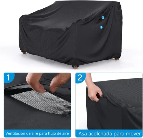 Miniatura 4 de Funda para Sofá de Patio de Servicio Pesado Impermeable, Mrrihand Funda para Sofá Loveseat de Exterior de 2 Plazas, Funda para Muebles de Patio