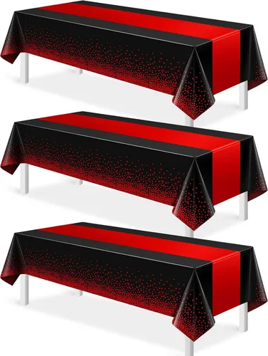 Miniatura 41 de MASHAN 1 mantel negro y azul para decoración de fiesta, mantel de plástico negro impreso azul, funda rectangular desechable para cumpleaños, boda