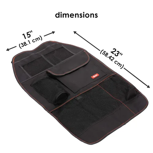 Miniatura 7 de Diono Stow 'n Go – Organizador para el asiento trasero del coche para niños, protector de respaldo con alfombrilla antipatadas, con 7 bolsillos