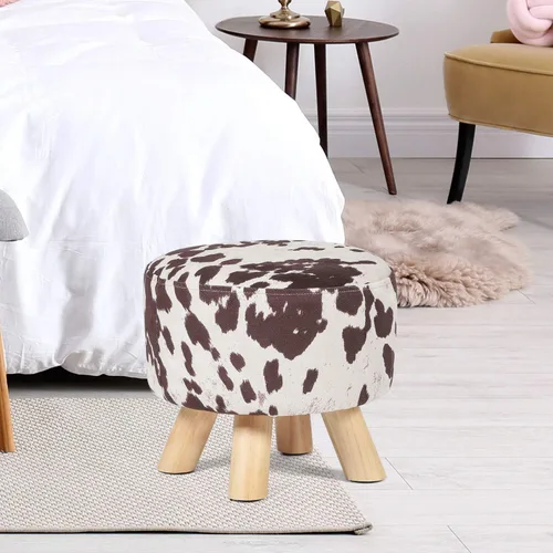 Miniatura 2 de Taburete otomano redondo pequeño, reposapiés de 10.4 pulgadas de alto para debajo del escritorio y espacios pequeños, taburete tapizado de tela