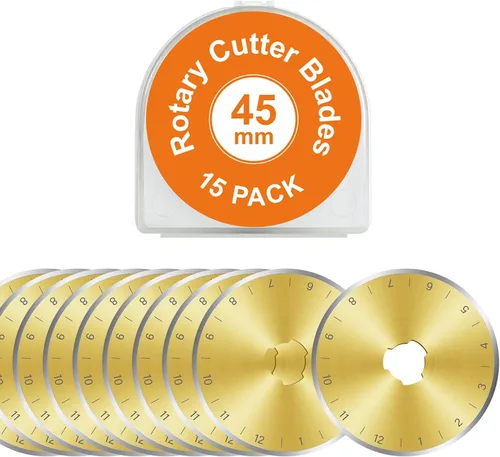 Miniatura 7 de Paquete de 10 unidades de cuchillas de corte rotativas de 45 mm con revestimiento de titanio para acolchado, compatibles con OLFA, Fiskars, Mr. Pen