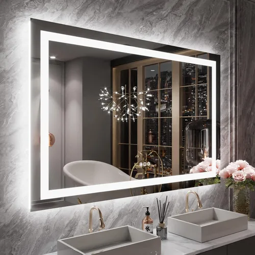 Miniatura 10 de LOAAO Espejo de Baño LED de 40"X32" con Luces, Antivaho, Regulable, Retroiluminación RGB + Iluminación Frontal, Espejo de Tocador de Baño
