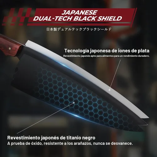 Miniatura 4 de DRGSKL Juego de cuchillos de chef japoneses, 3 piezas de cuchillos de cocina para cocinar, juego de cuchillos de carnicero con mango de madera