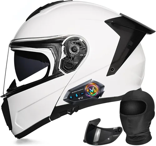 Miniatura 8 de Casco modular de motocicleta con Bluetooth abatible de cara completa aprobado por DOT FMVSS-218 con doble visera, multiventilación, diseño