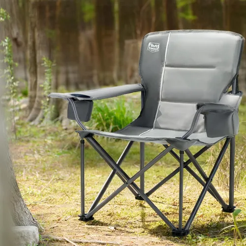 Miniatura 2 de TIMBER RIDGE Silla de campamento plegable de gran tamaño para adultos, soporta 550 libras resistente con portavasos bolsillo lateral