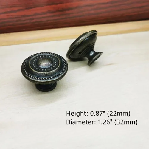 Miniatura 5 de Pomo de cajón negro antiguo de un solo agujero, disco antiguo americano, accesorios de gabinete de aleación de zinc para tiradores de cocina y baño
