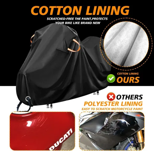 Miniatura 2 de Funda impermeable para motocicleta, forro polar de algodón y tela de poliéster resistente, resistente a los arañazos y a la intemperie